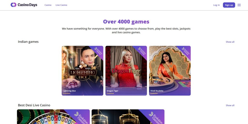 Casino Dys Website Interface
