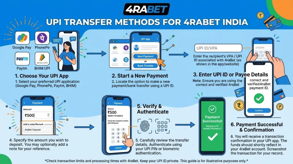 UPI Transfer Methods for 4raBet India